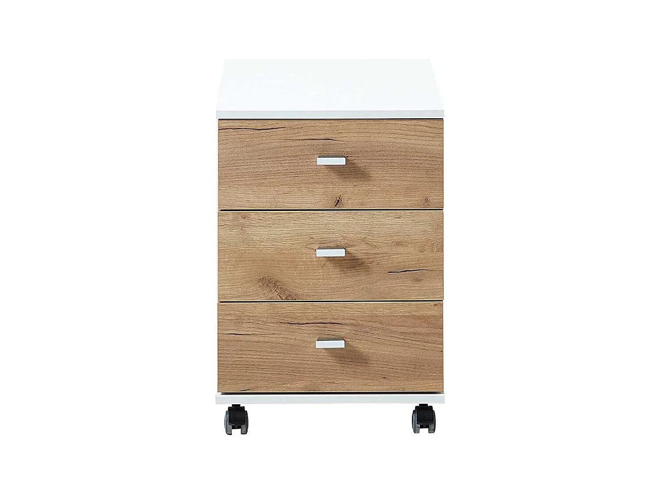 Rollcontainer in Weiß Eichefarben