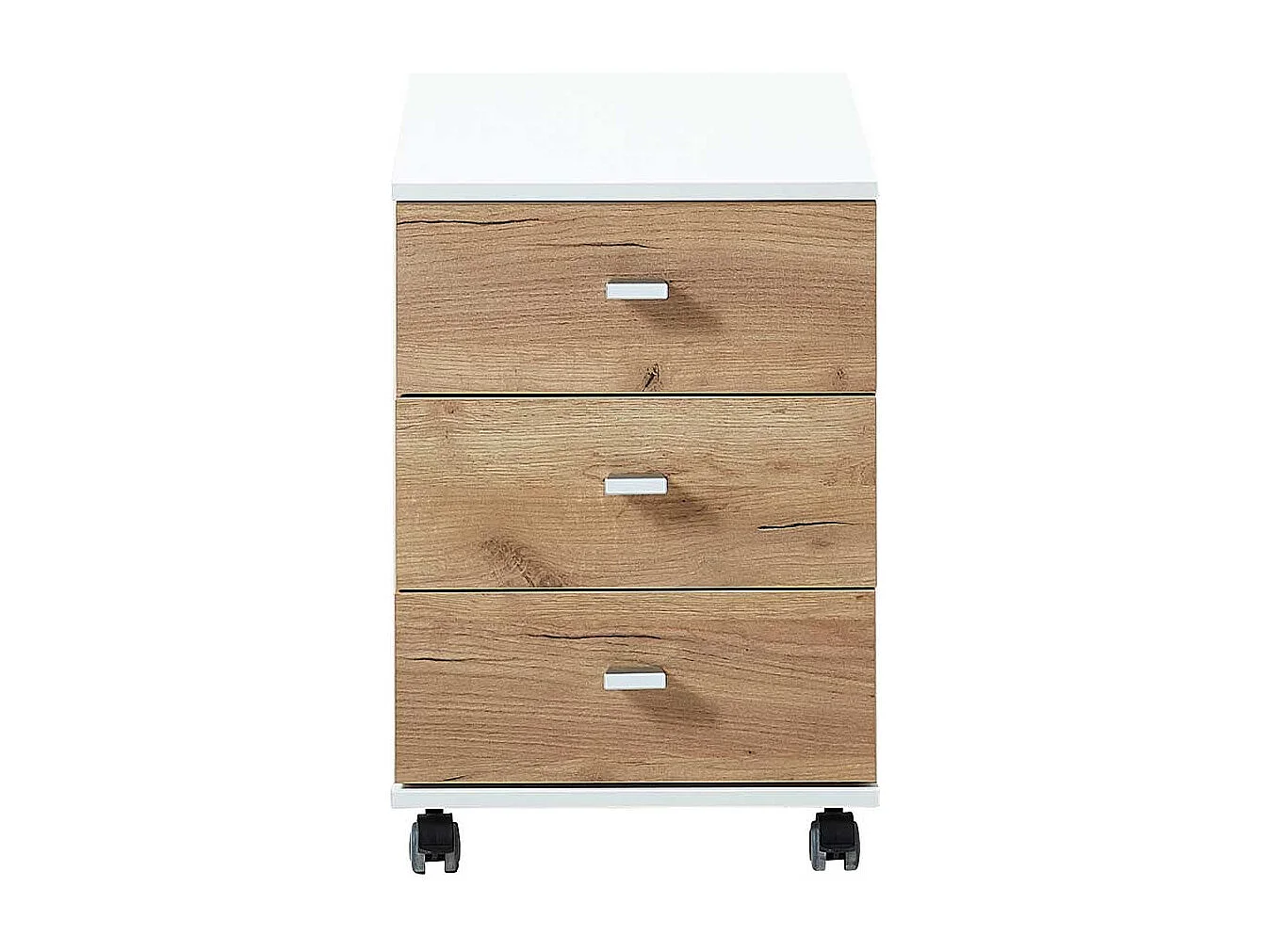 Rollcontainer in Weiß Eichefarben