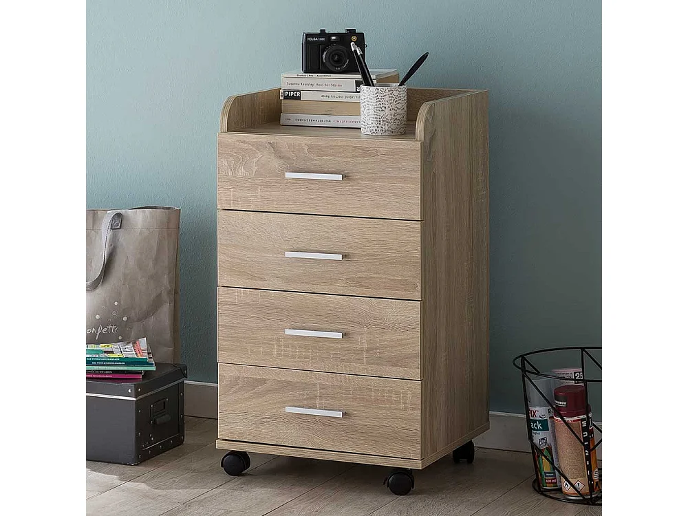 Rollcontainer in Sonoma-Eiche vier Schubladen