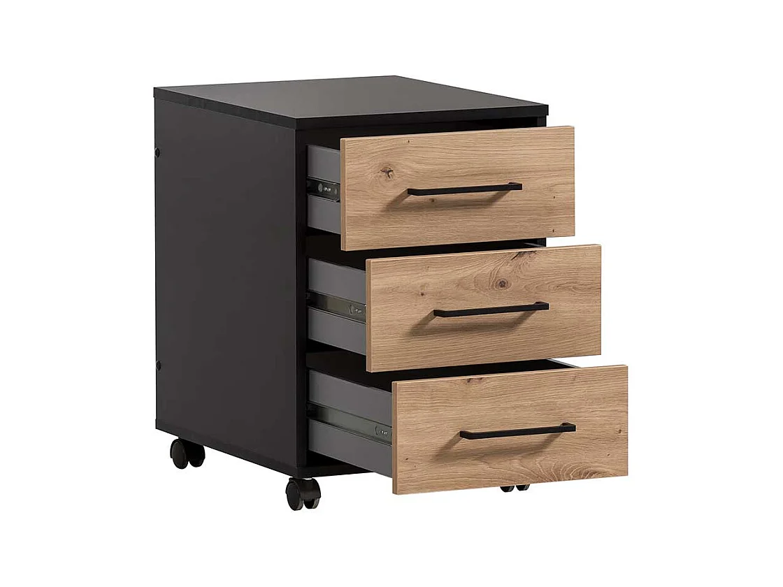 Schreibtischcontainer Bürorollcontainer mit drei Schubladen und Metallgriffen