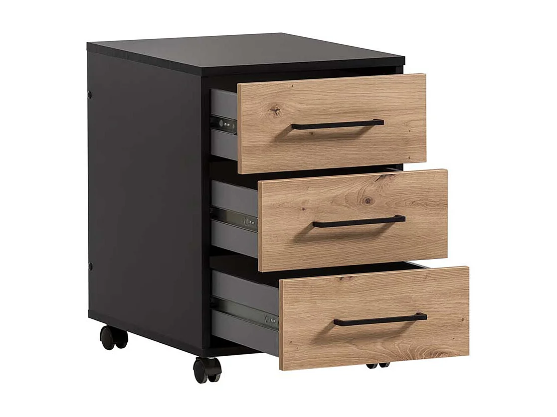 Schreibtischcontainer Bürorollcontainer mit drei Schubladen und Metallgriffen
