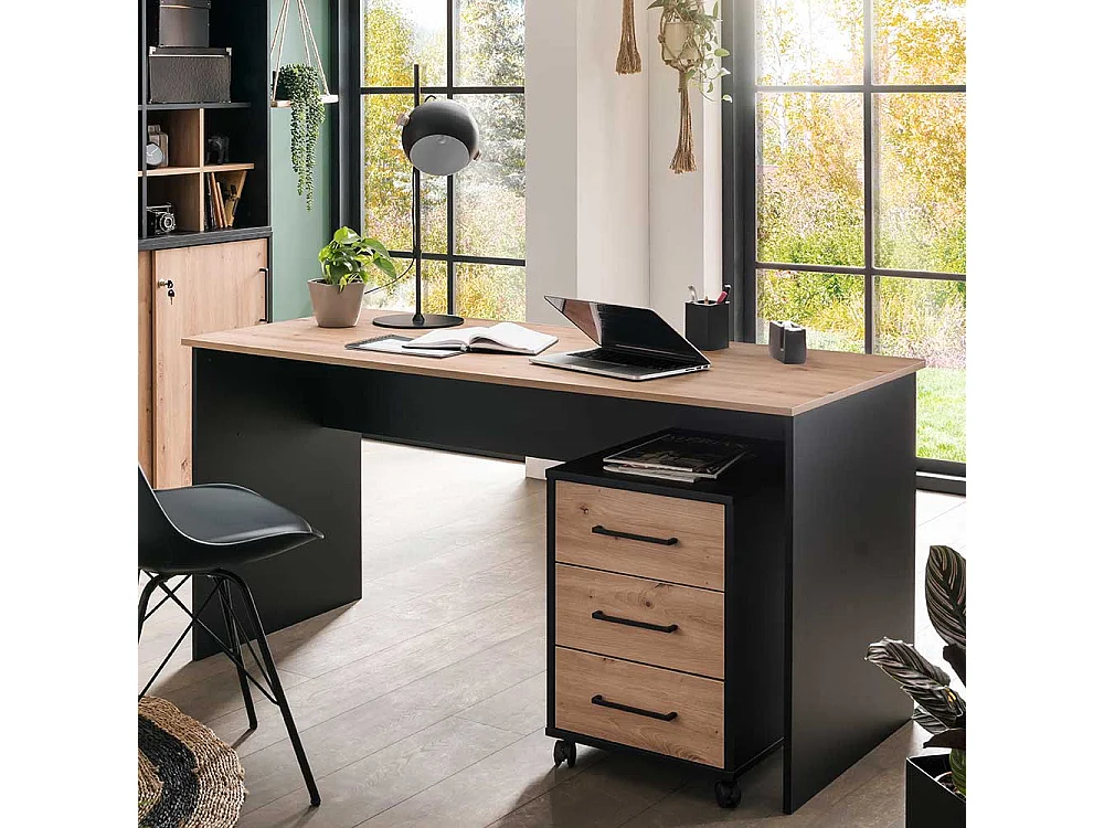 Schreibtischcontainer Bürorollcontainer mit drei Schubladen und Metallgriffen