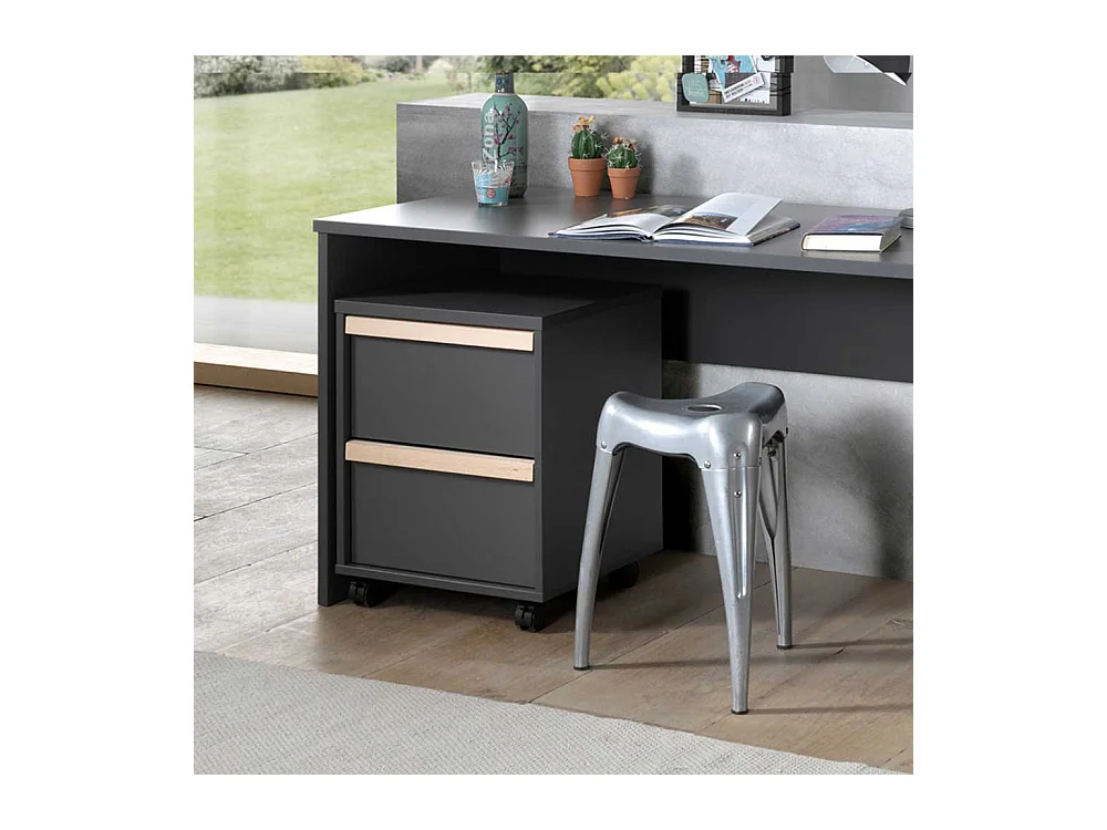 Schreibtischcontainer in Anthrazit und Buche zwei Schubladen