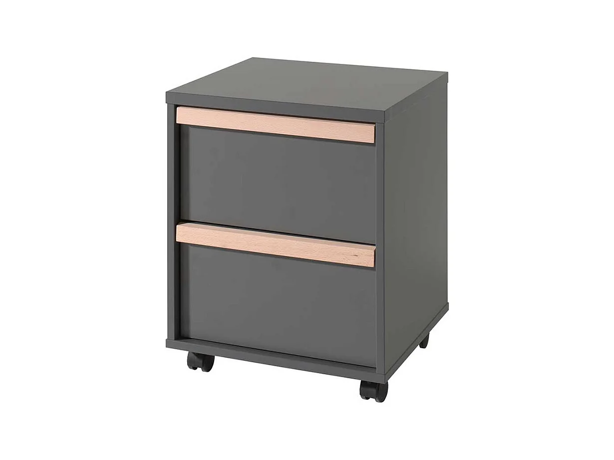 Schreibtischcontainer in Anthrazit und Buche zwei Schubladen