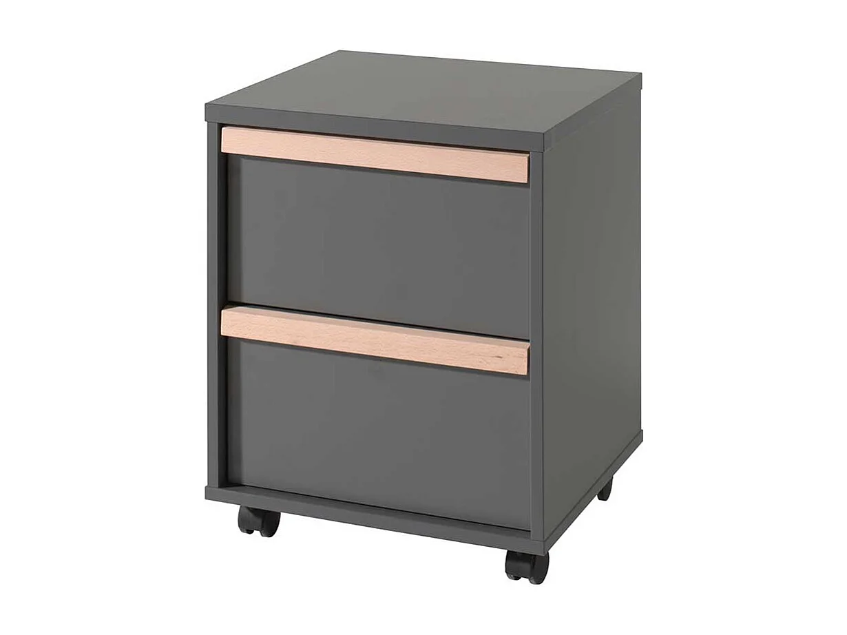 Schreibtischcontainer in Anthrazit und Buche zwei Schubladen