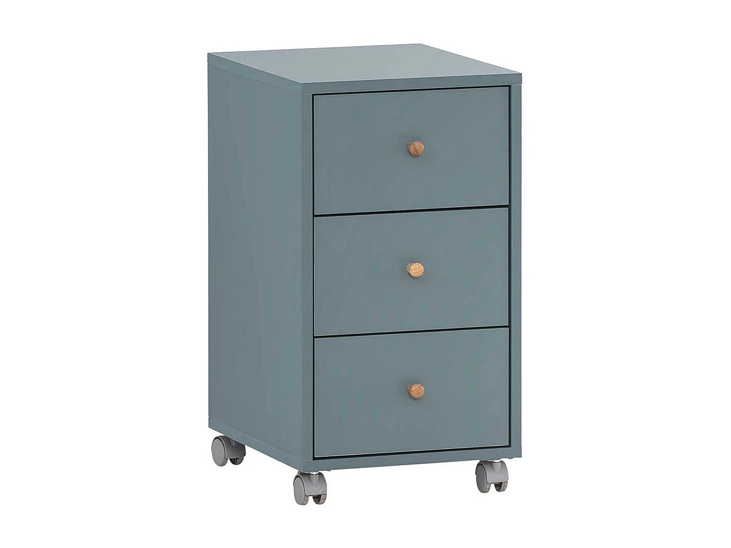 Schreibtischcontainer in Petrol und Eichefarben drei Schubladen