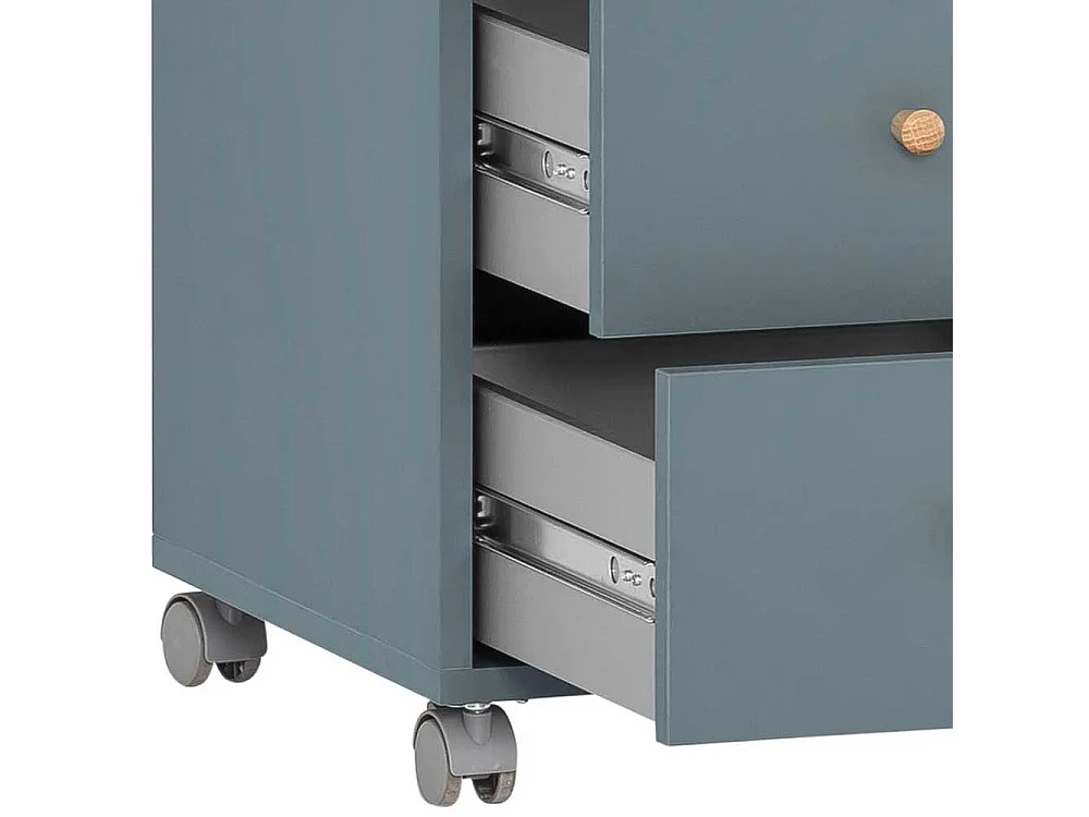 Schreibtischcontainer in Petrol und Eichefarben drei Schubladen