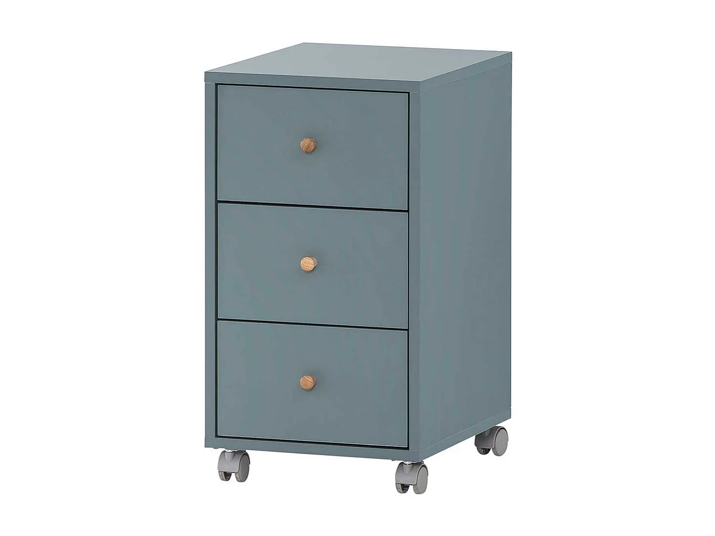 Schreibtischcontainer in Petrol und Eichefarben drei Schubladen