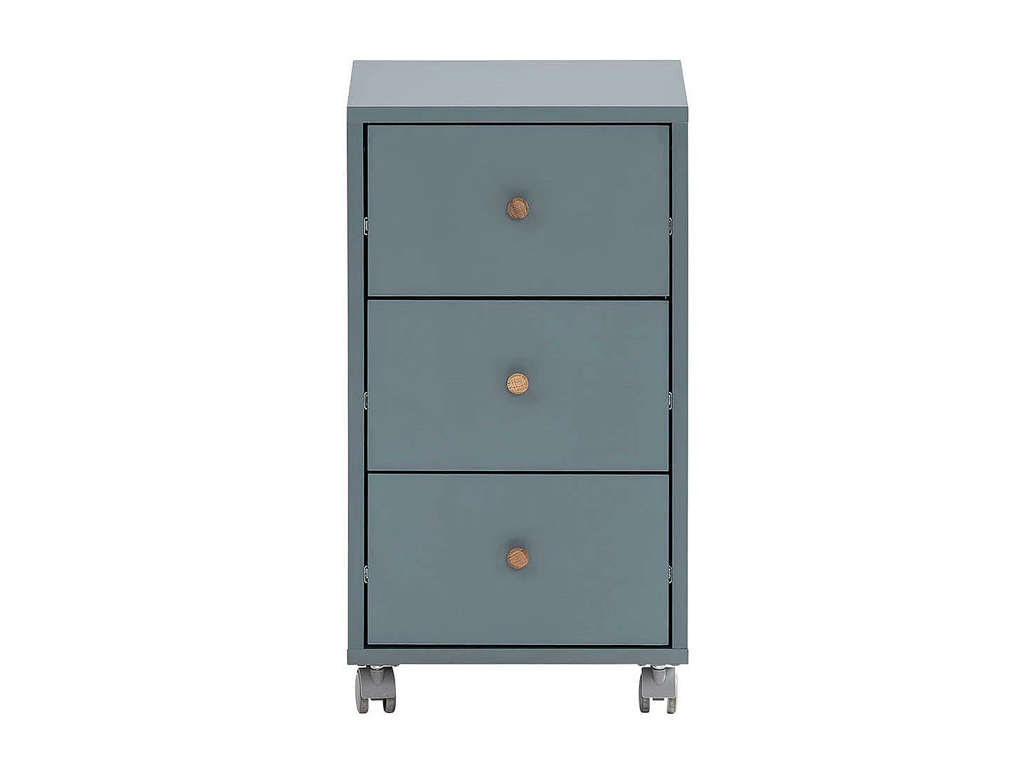 Schreibtischcontainer in Petrol und Eichefarben drei Schubladen