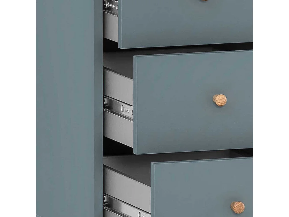 Schreibtischcontainer in Petrol und Eichefarben drei Schubladen