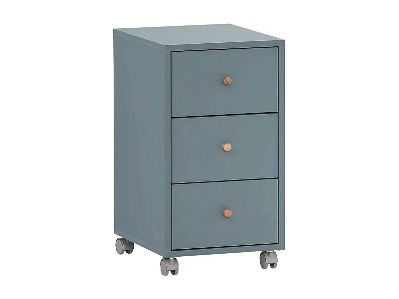 Schreibtischcontainer in Petrol und Eichefarben drei Schubladen