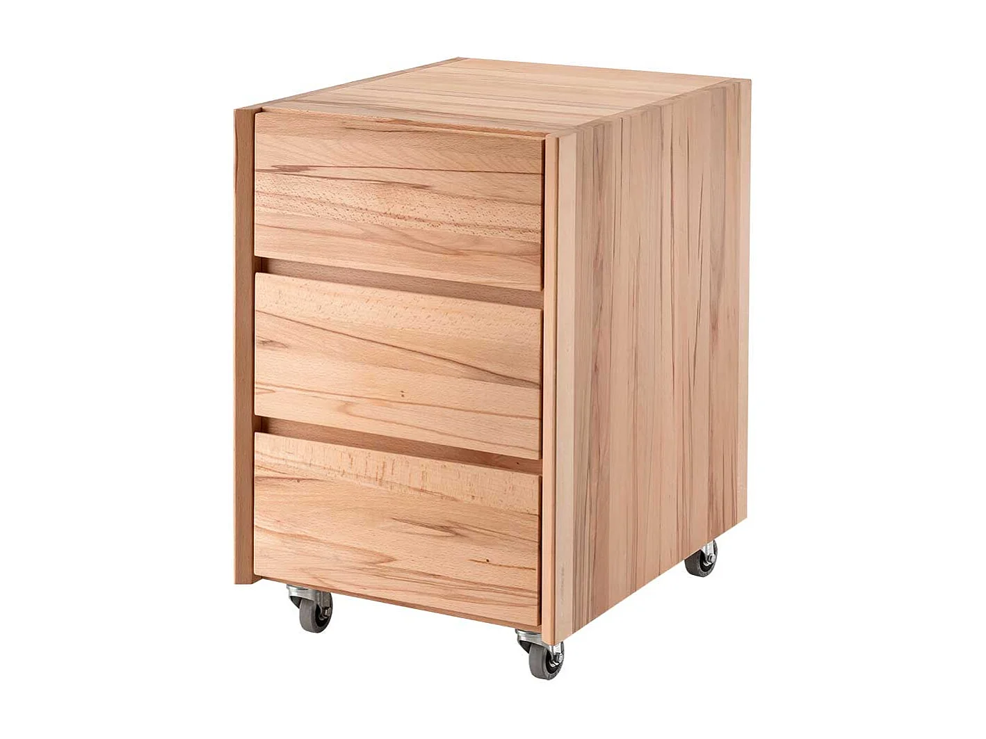 Bürocontainer aus Kernbuche Massivholz geölt drei Schubladen