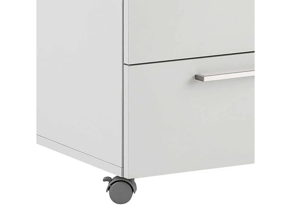 Schreibtischrollcontainer in Lichtgrau drei Schubladen