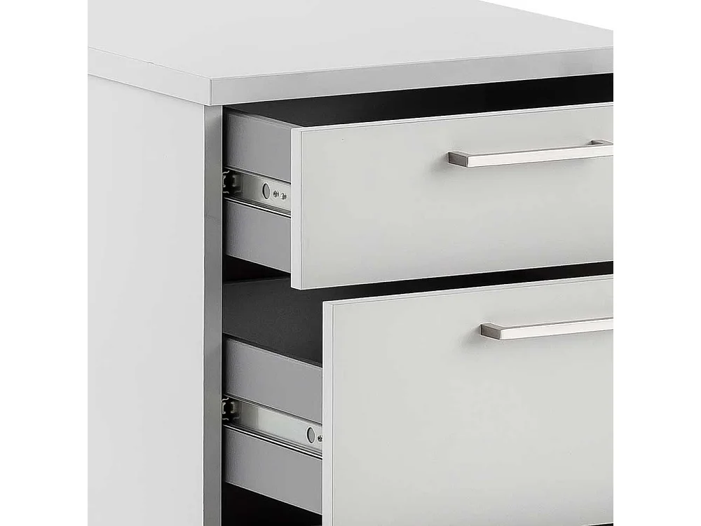 Schreibtischrollcontainer in Lichtgrau drei Schubladen