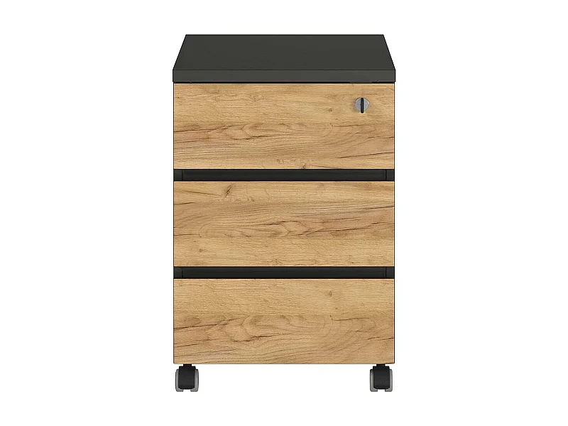 Schreibtisch Container mit drei Schubladen Wildeichefarben