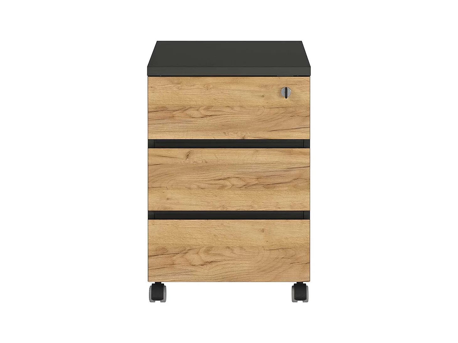 Schreibtisch Container mit drei Schubladen Wildeichefarben