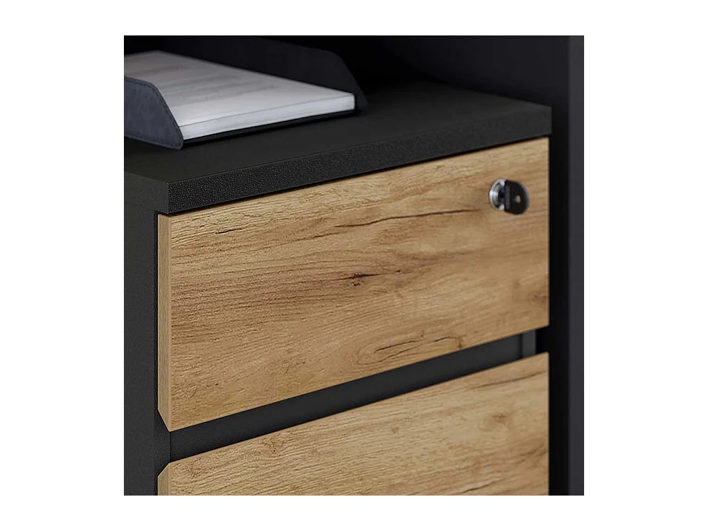 Schreibtisch Container mit drei Schubladen Wildeichefarben