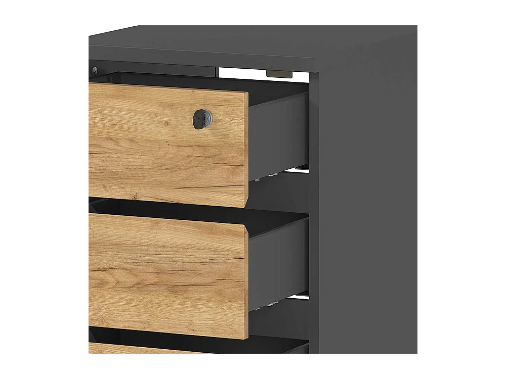 Schreibtisch Container mit drei Schubladen Wildeichefarben