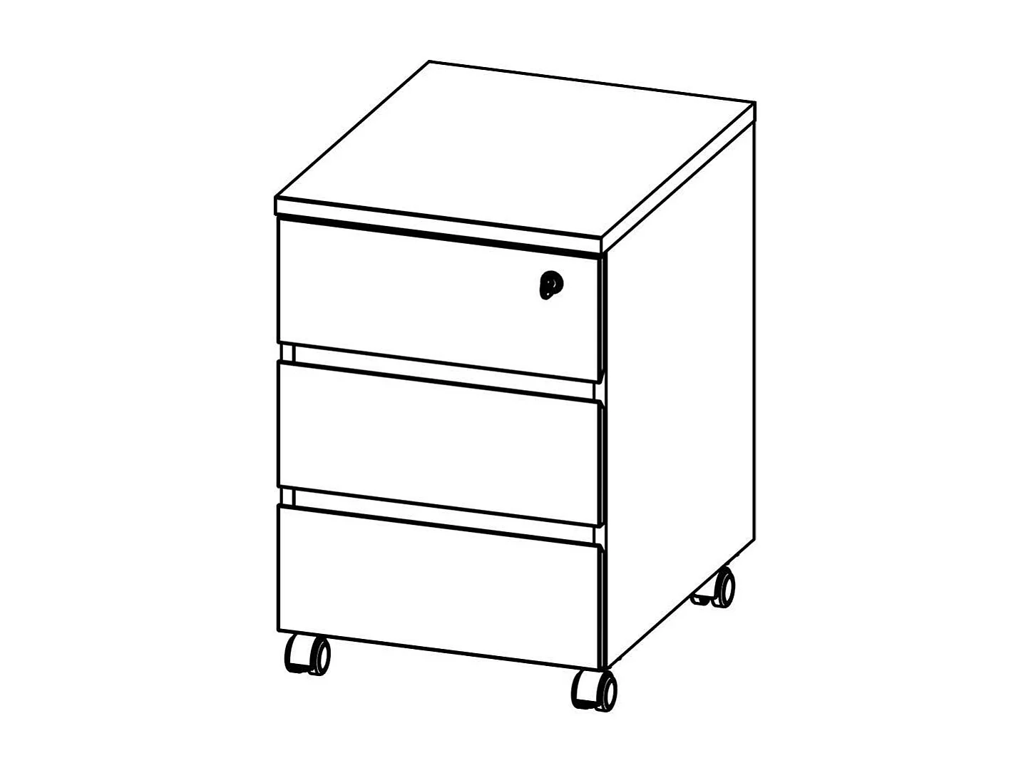 Schreibtisch Container mit drei Schubladen Wildeichefarben