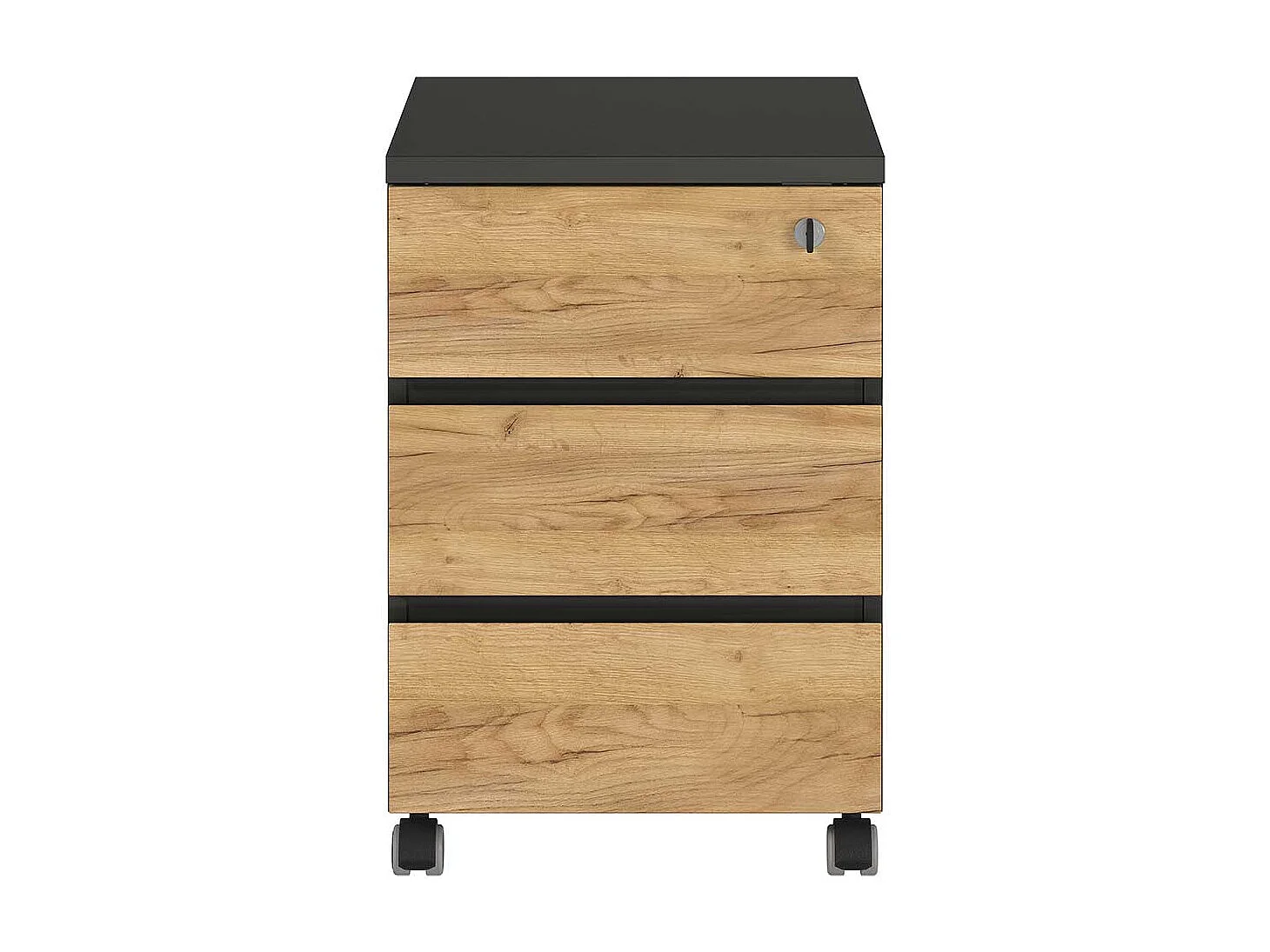 Schreibtisch Container mit drei Schubladen Wildeichefarben