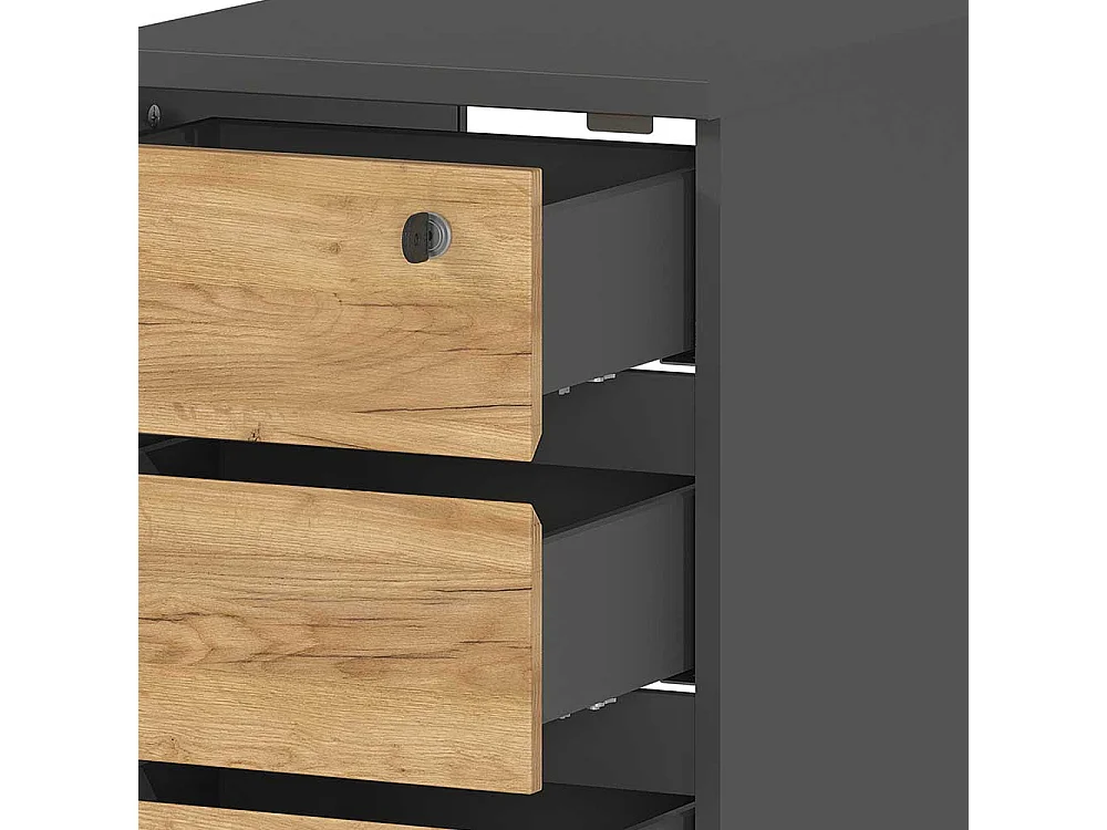 Schreibtisch Container mit drei Schubladen Wildeichefarben