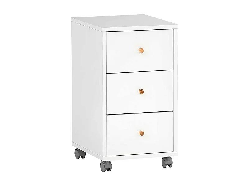 Bürorollcontainer weiß und Eichefarben drei Schubladen