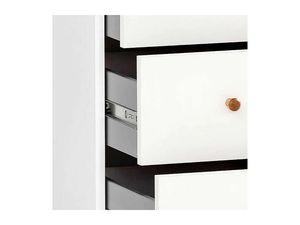 Bürorollcontainer weiß und Eichefarben drei Schubladen