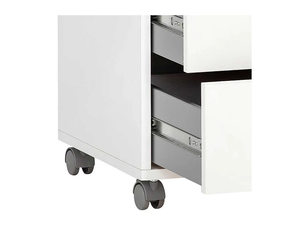 Bürorollcontainer weiß und Eichefarben drei Schubladen