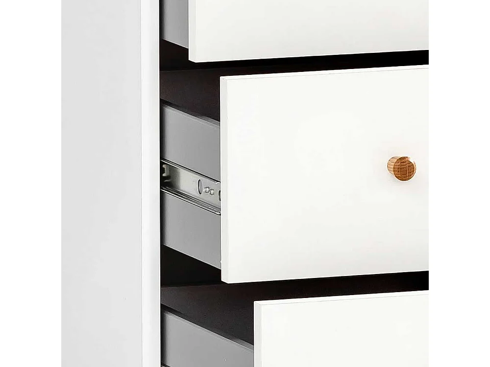 Bürorollcontainer weiß und Eichefarben drei Schubladen