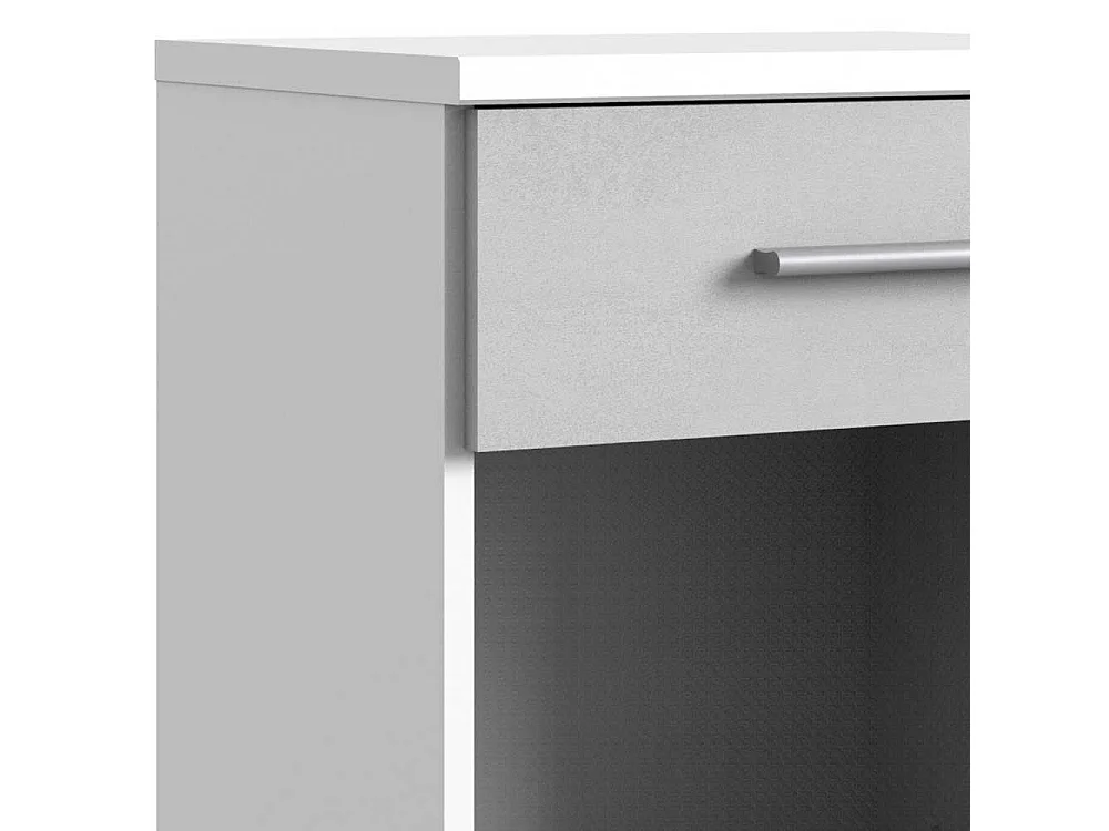 Bürocontainer mit Rollen in Weiß und Betonoptik Lichtgrau 58 cm hoch