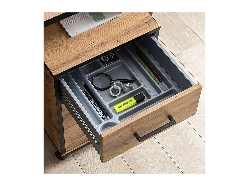 Schreibtischrollcontainer mit drei Schubladen 57 cm hoch