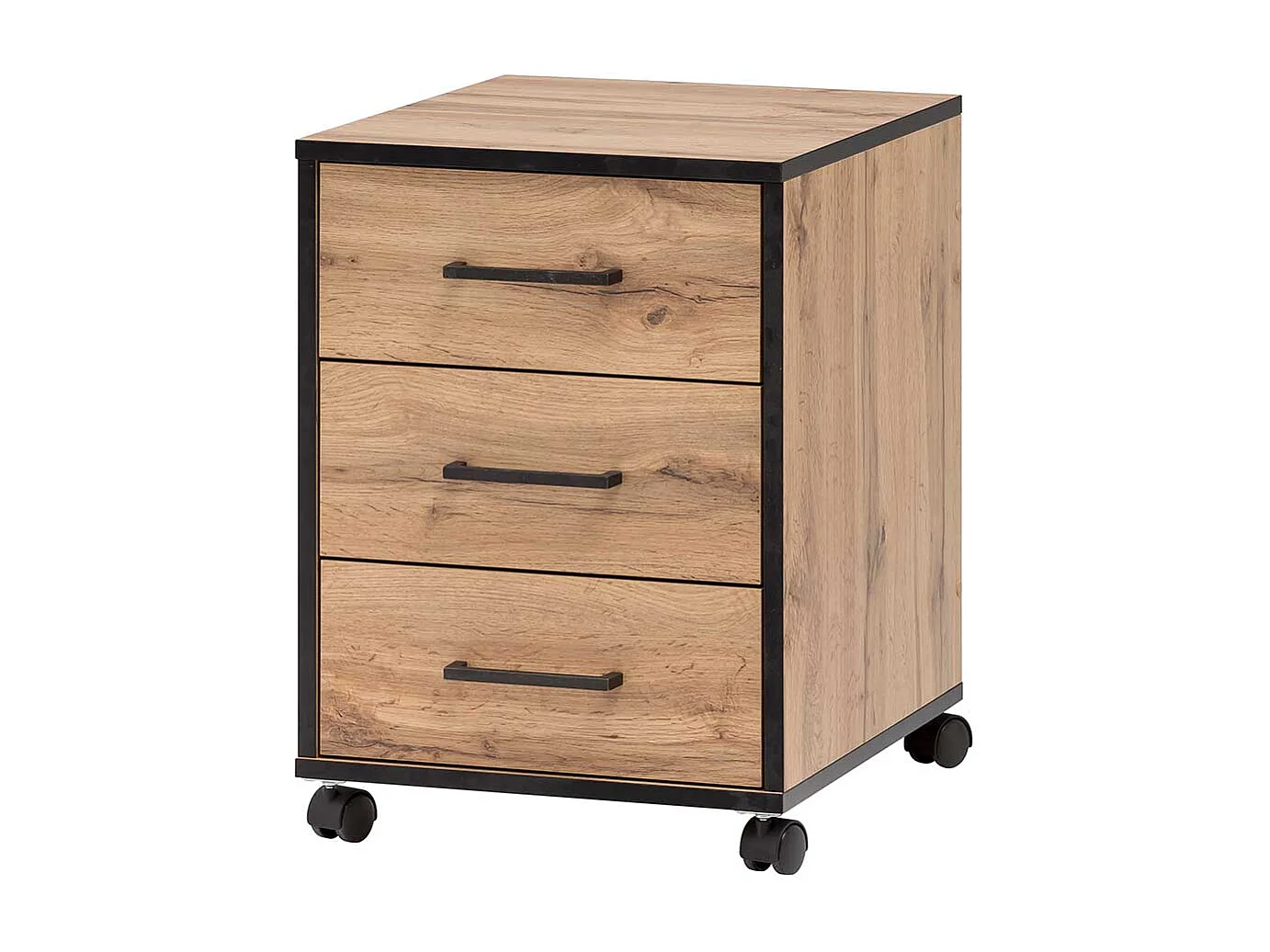 Schreibtischrollcontainer mit drei Schubladen 57 cm hoch