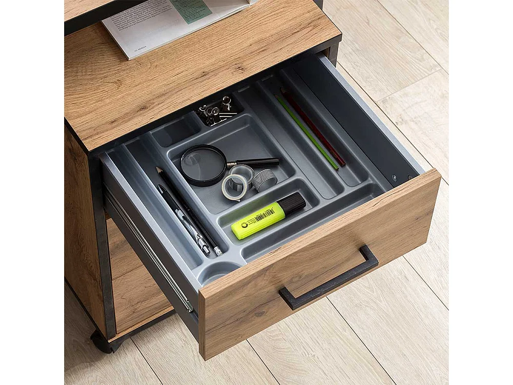 Schreibtischrollcontainer mit drei Schubladen 57 cm hoch