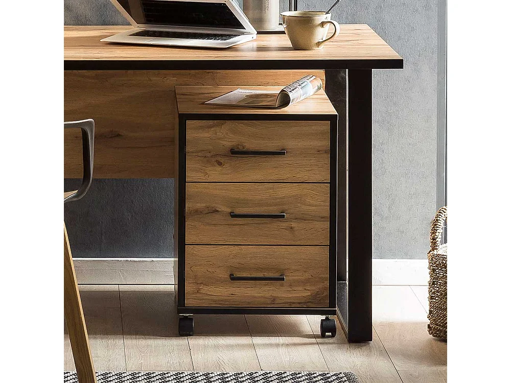 Schreibtischrollcontainer mit drei Schubladen 57 cm hoch