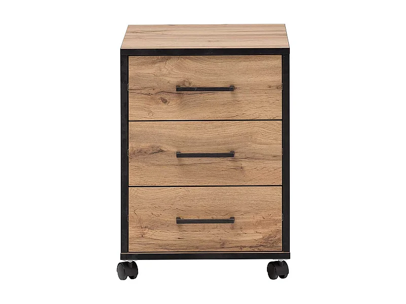 Schreibtischrollcontainer mit drei Schubladen 57 cm hoch