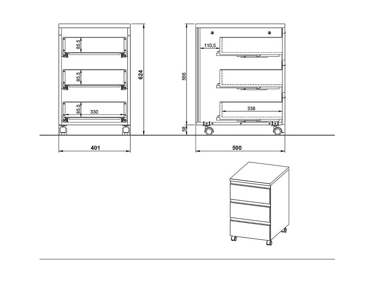 Rollcontainer Schreibtischrollcontainer in Dunkelgrau Made in Germany