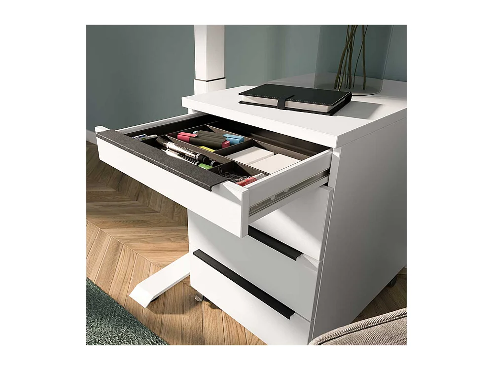 Rollcontainer Schreibtischcontainer mit vier Schubladen mit Metallgriffen