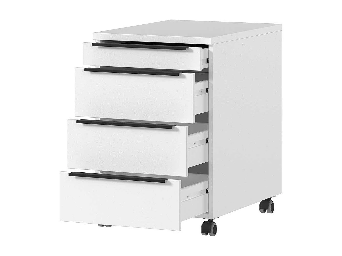 Rollcontainer Schreibtischcontainer mit vier Schubladen mit Metallgriffen