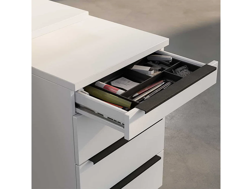 Rollcontainer Schreibtischcontainer abschließbar in Weiß