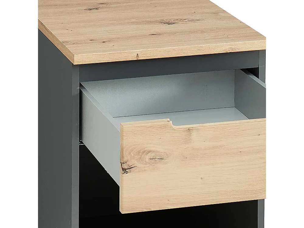 Rollcontainer mit Schublade in Dunkelgrau Wildeichefarben