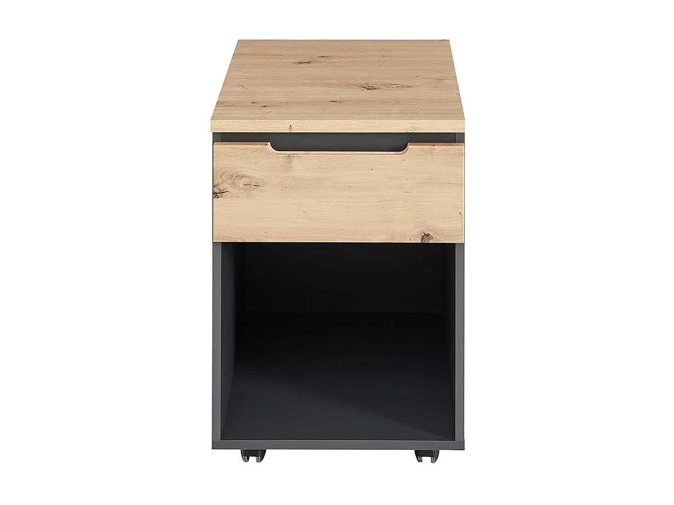 Rollcontainer mit Schublade in Dunkelgrau Wildeichefarben