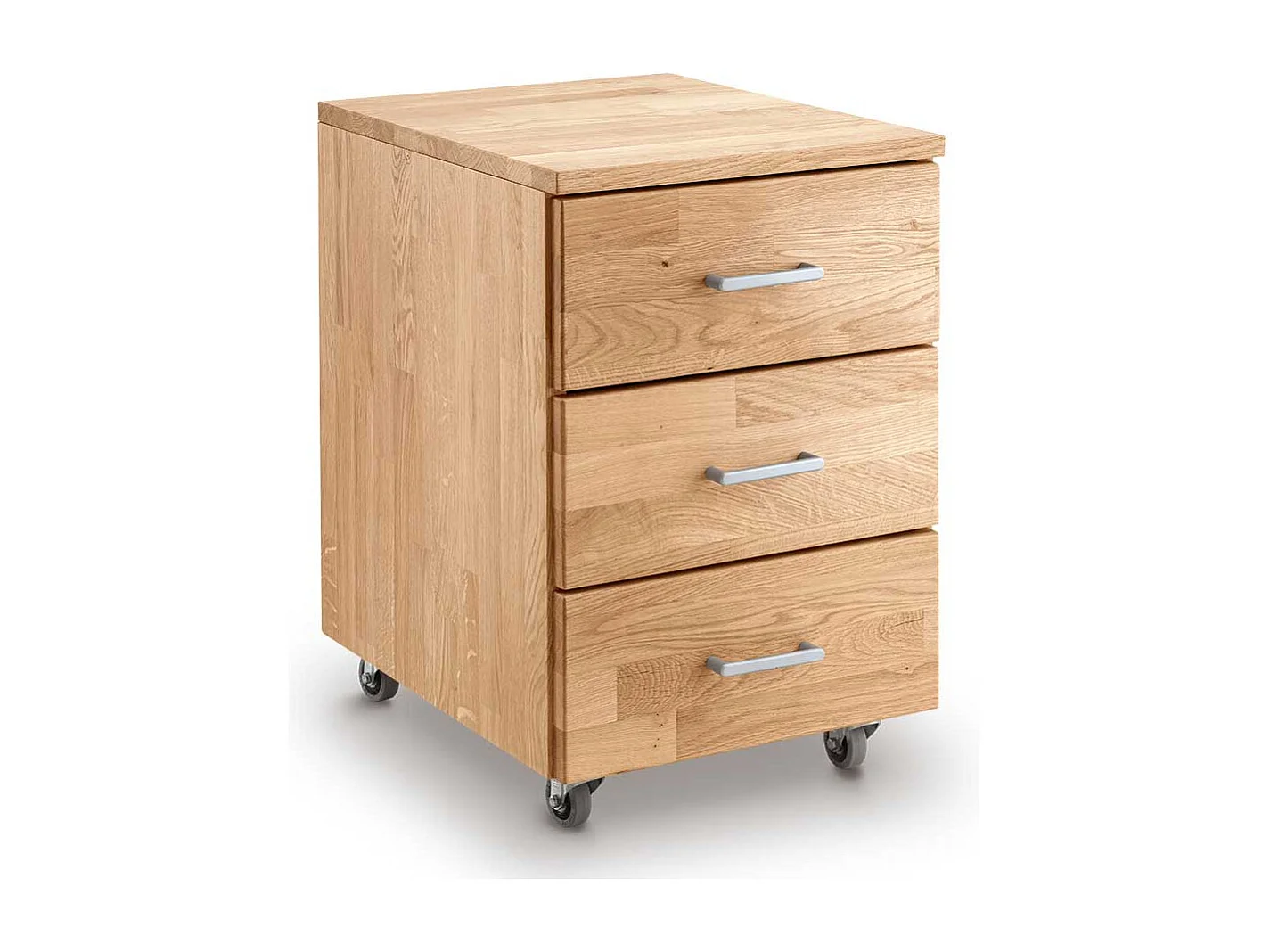 Rollcontainer Wildeiche geölt mit drei Schubladen 60 cm hoch