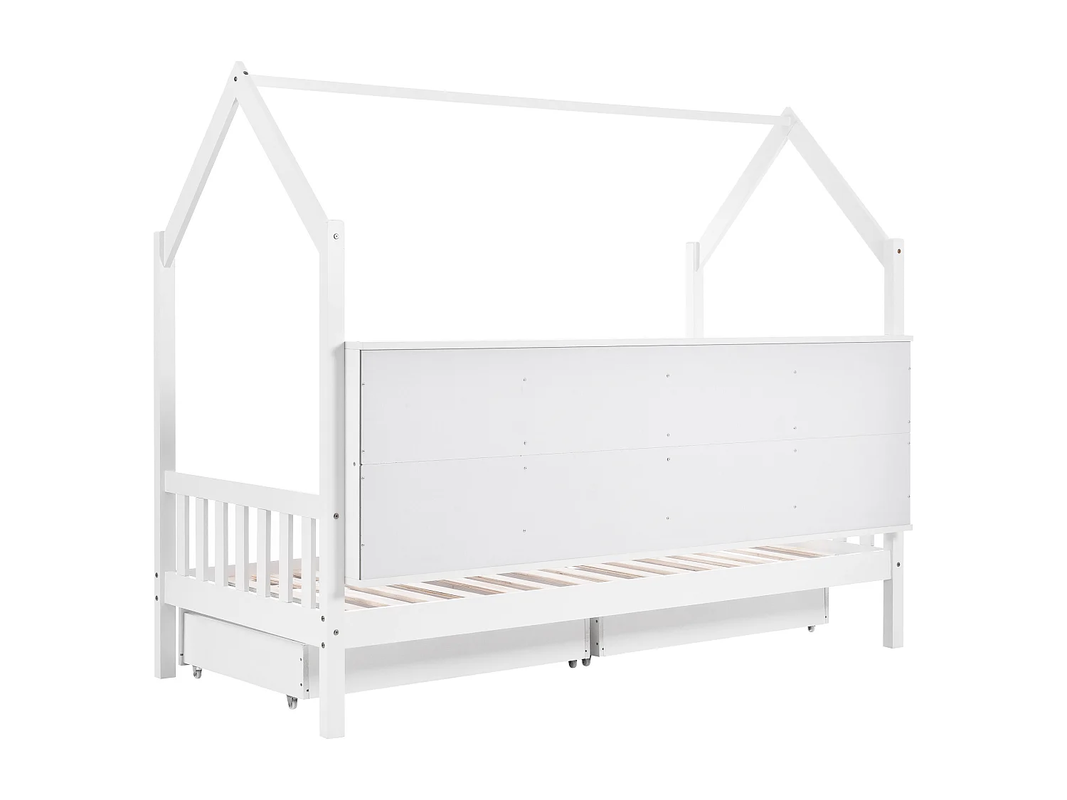 Cama cabine infantil branca 90x200cm com 2 gavetas, compartimentos de arrumação, sem colchão