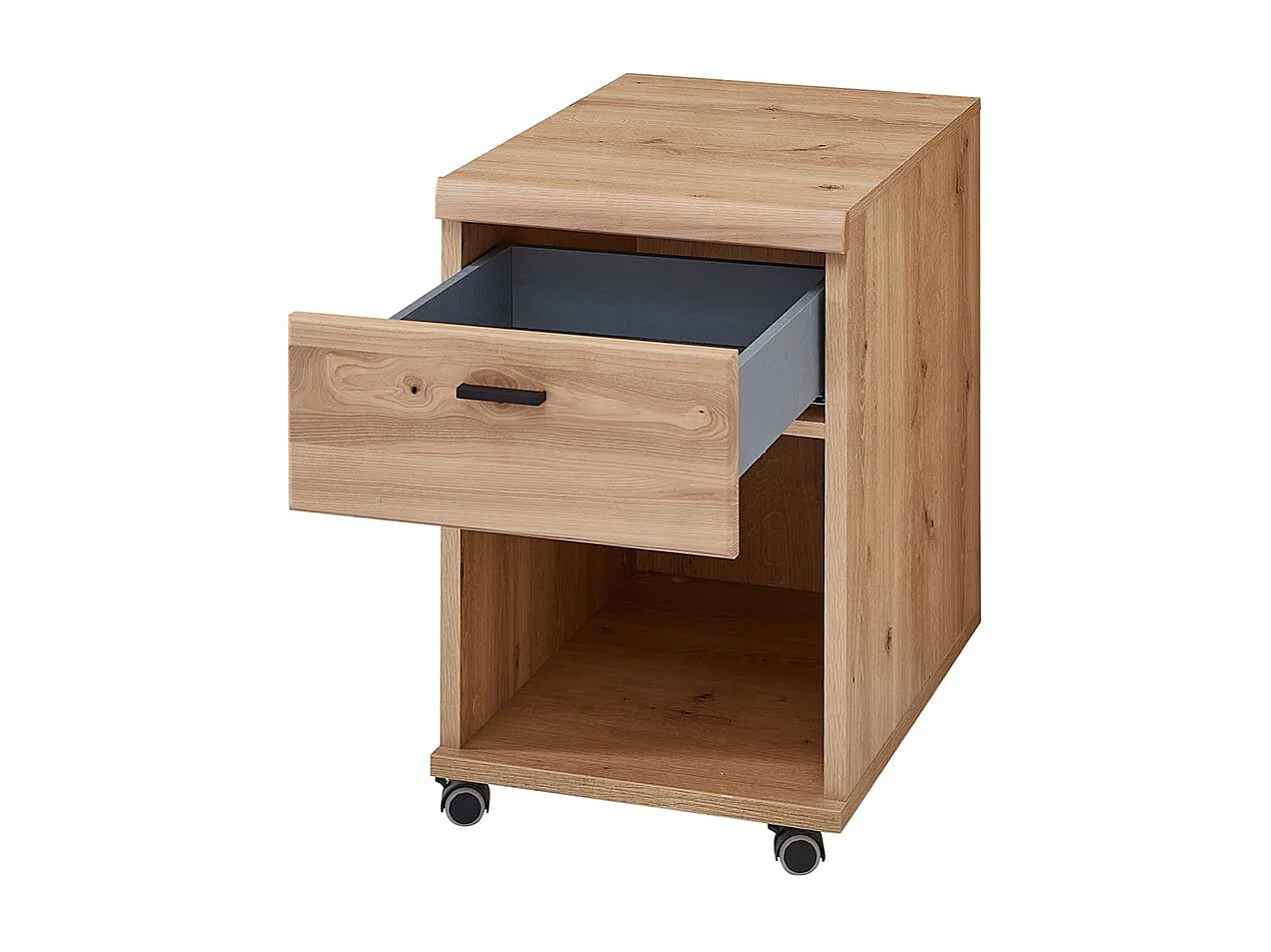 Rollcontainer aus Spanplatte und Massivholz 44 cm breit