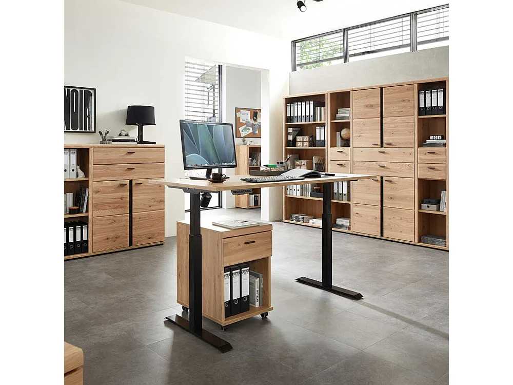 Rollcontainer aus Spanplatte und Massivholz 44 cm breit