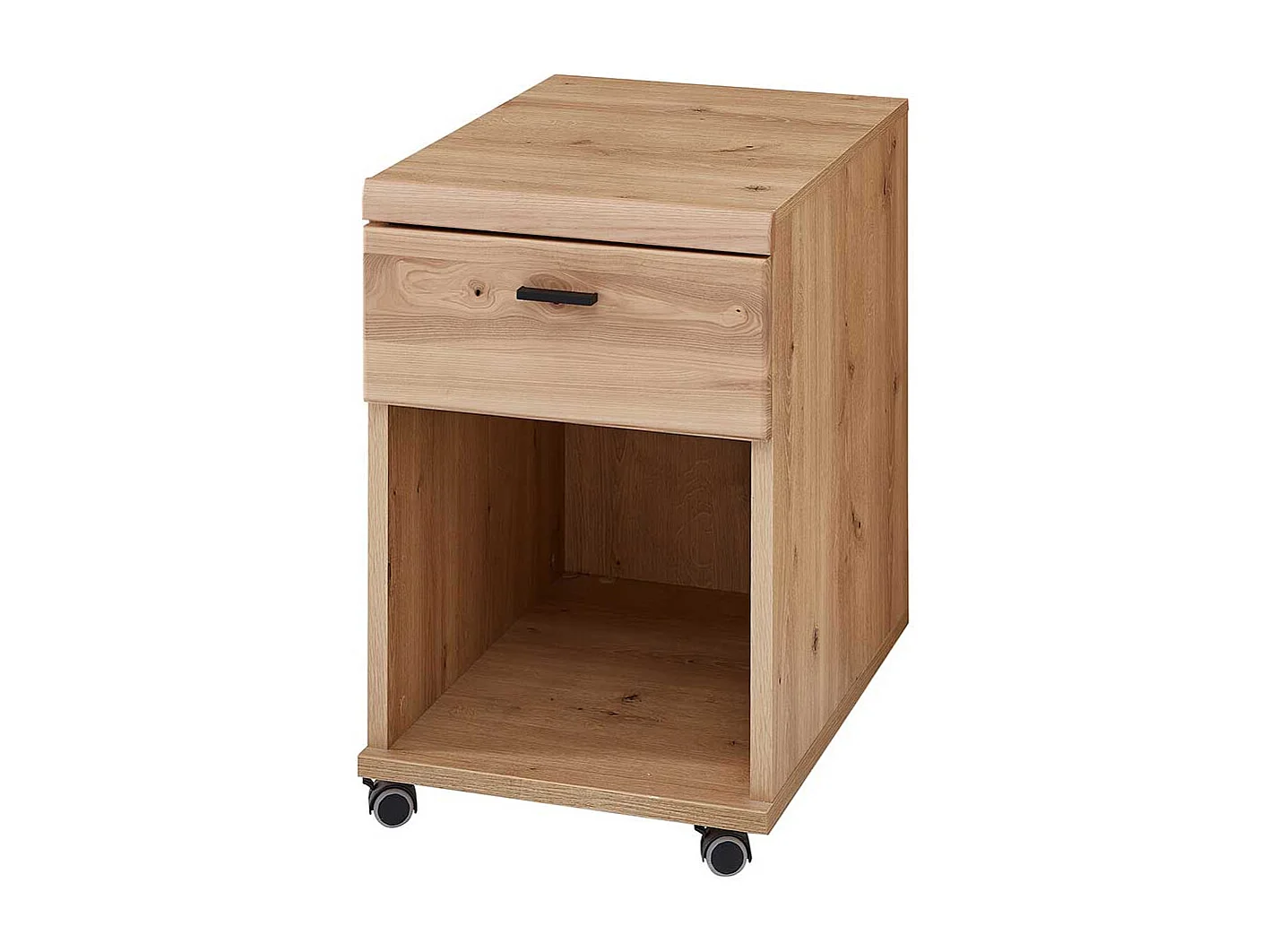 Rollcontainer aus Spanplatte und Massivholz 44 cm breit