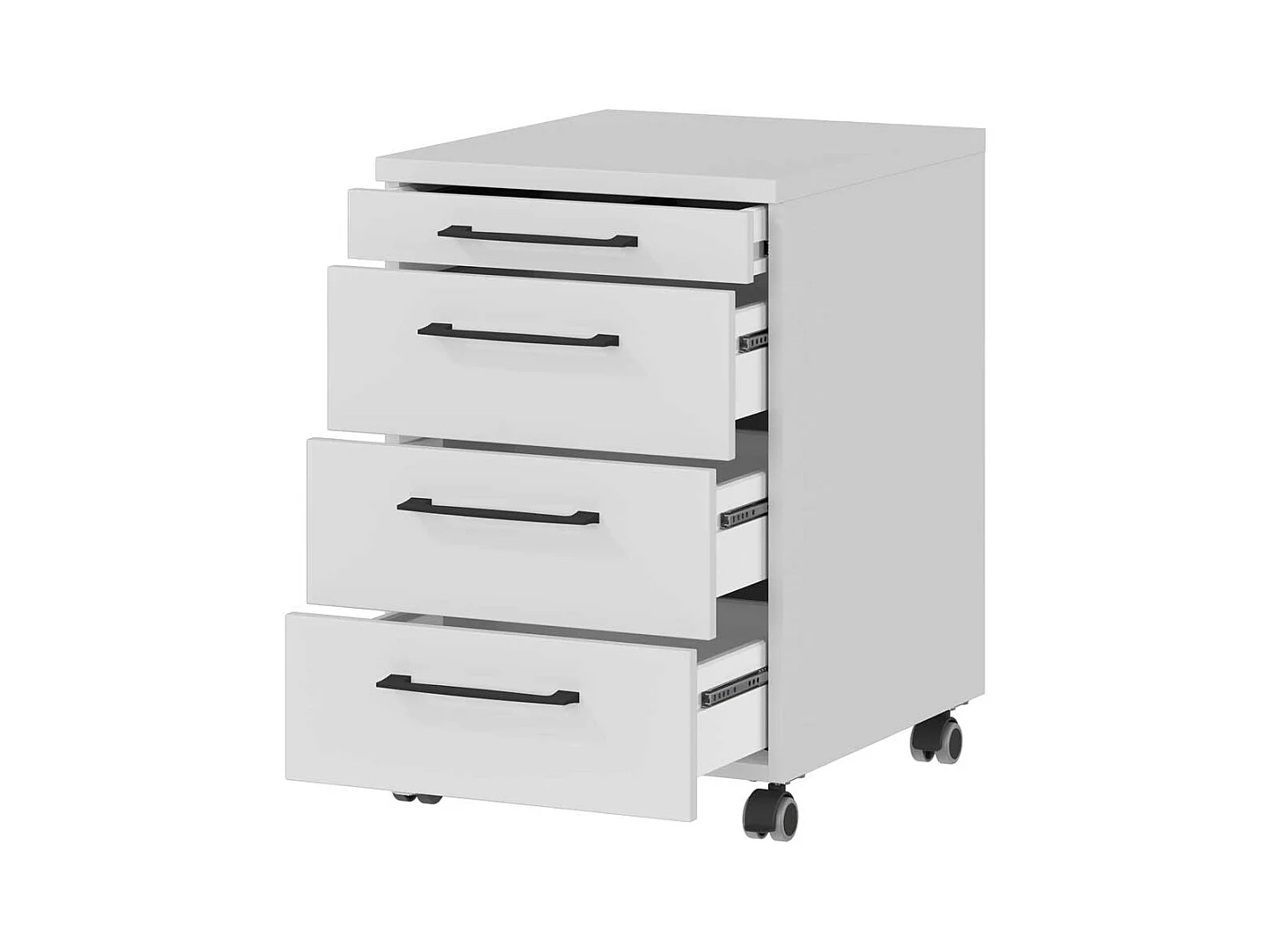 Schreibtischcontainer Bürocontainer mit vier Schubladen und Metallgriffen