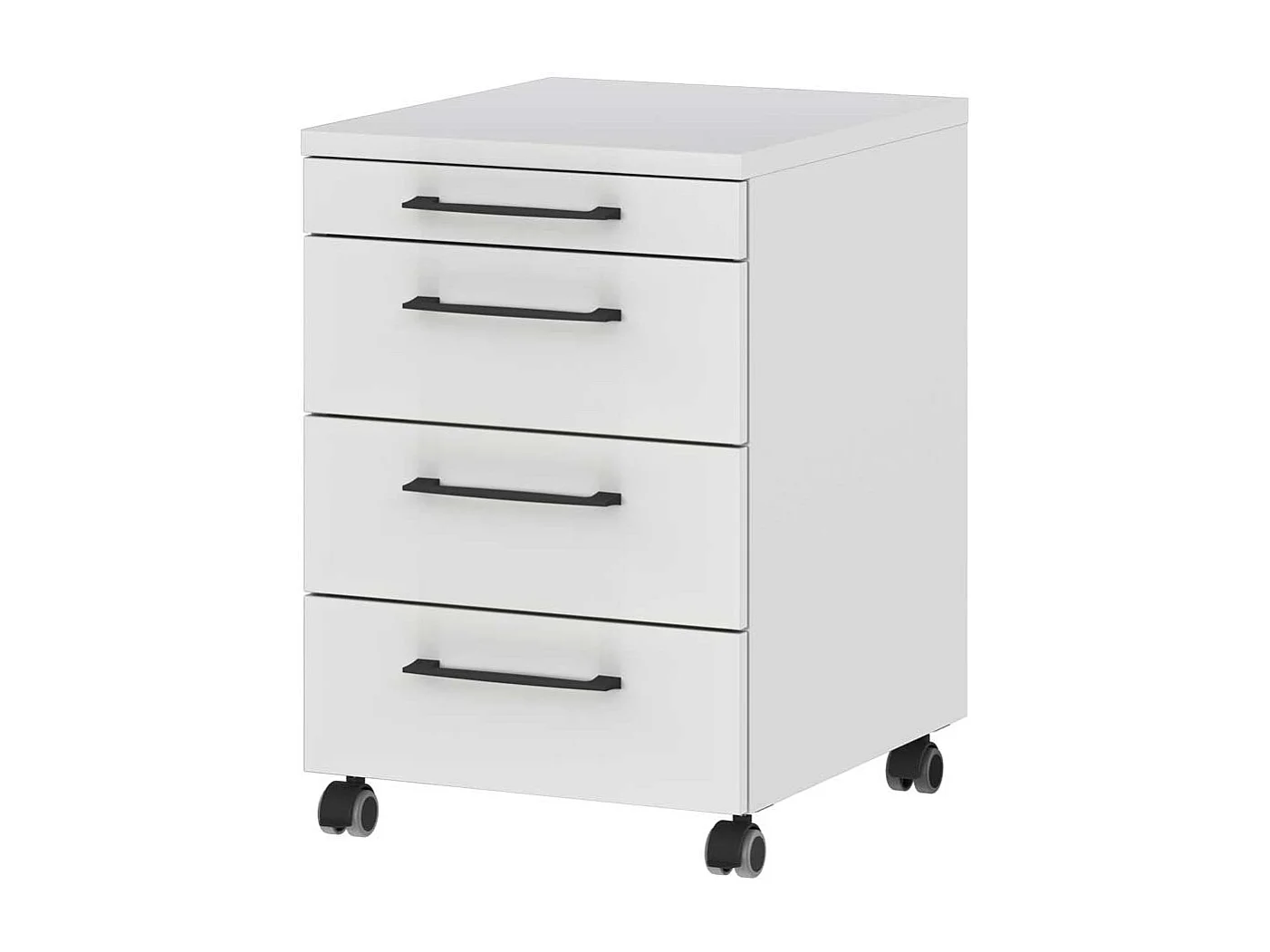 Schreibtischcontainer Bürocontainer mit vier Schubladen und Metallgriffen