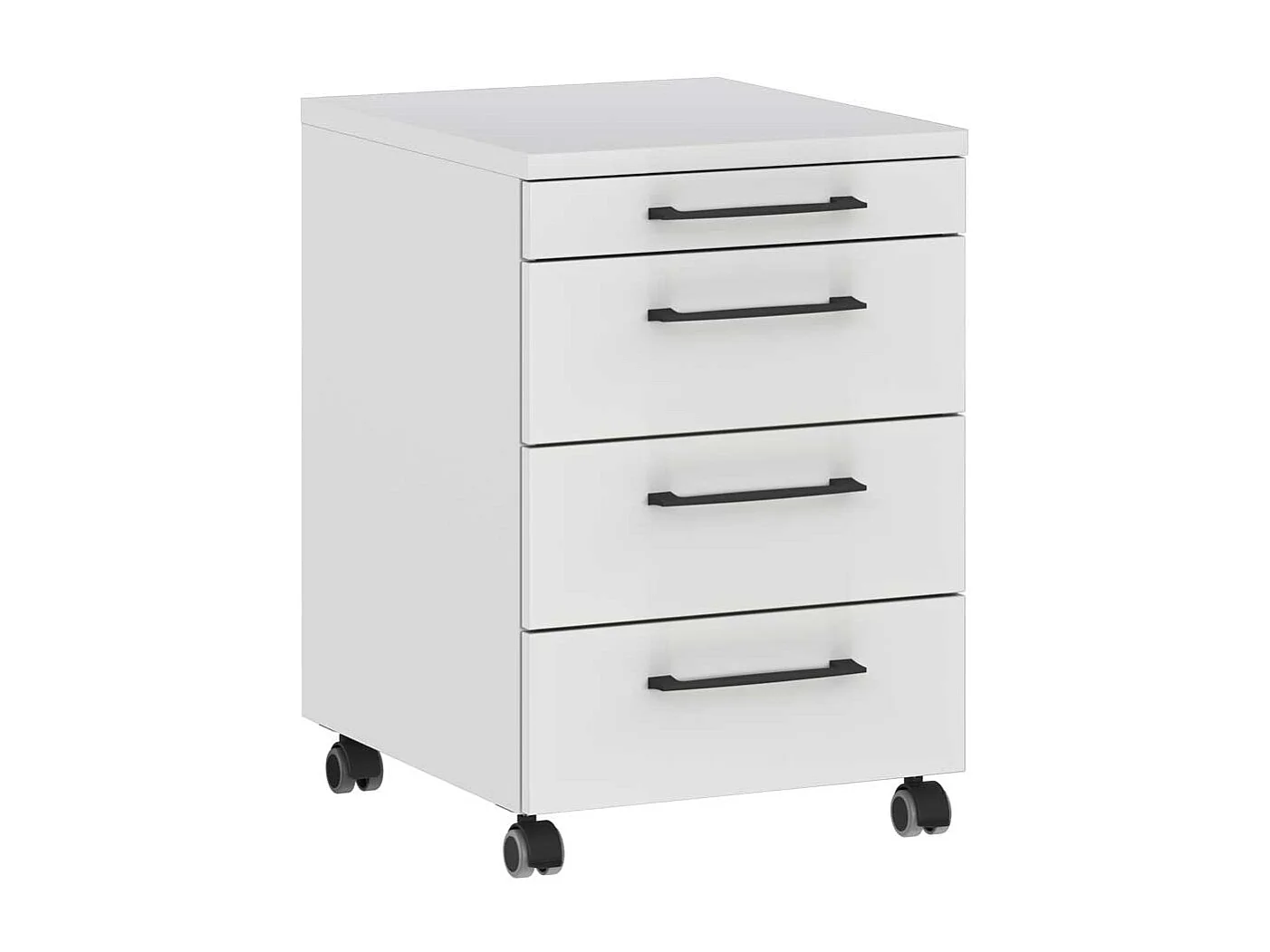 Schreibtischcontainer Bürocontainer mit vier Schubladen und Metallgriffen