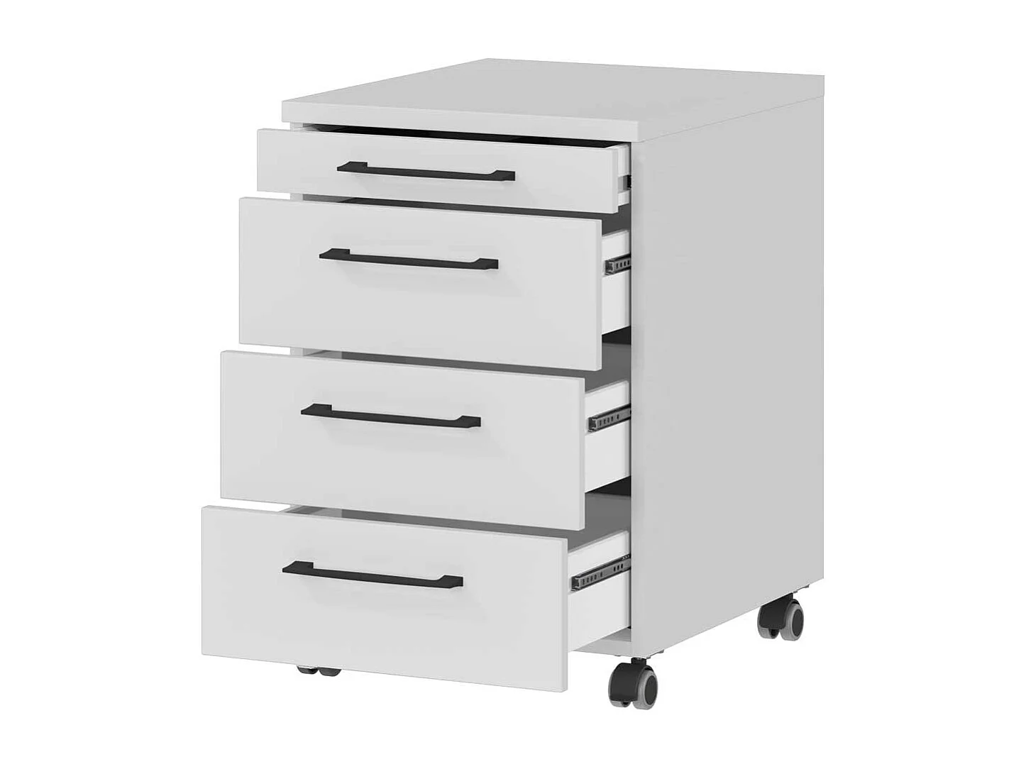 Schreibtischcontainer Bürocontainer mit vier Schubladen und Metallgriffen